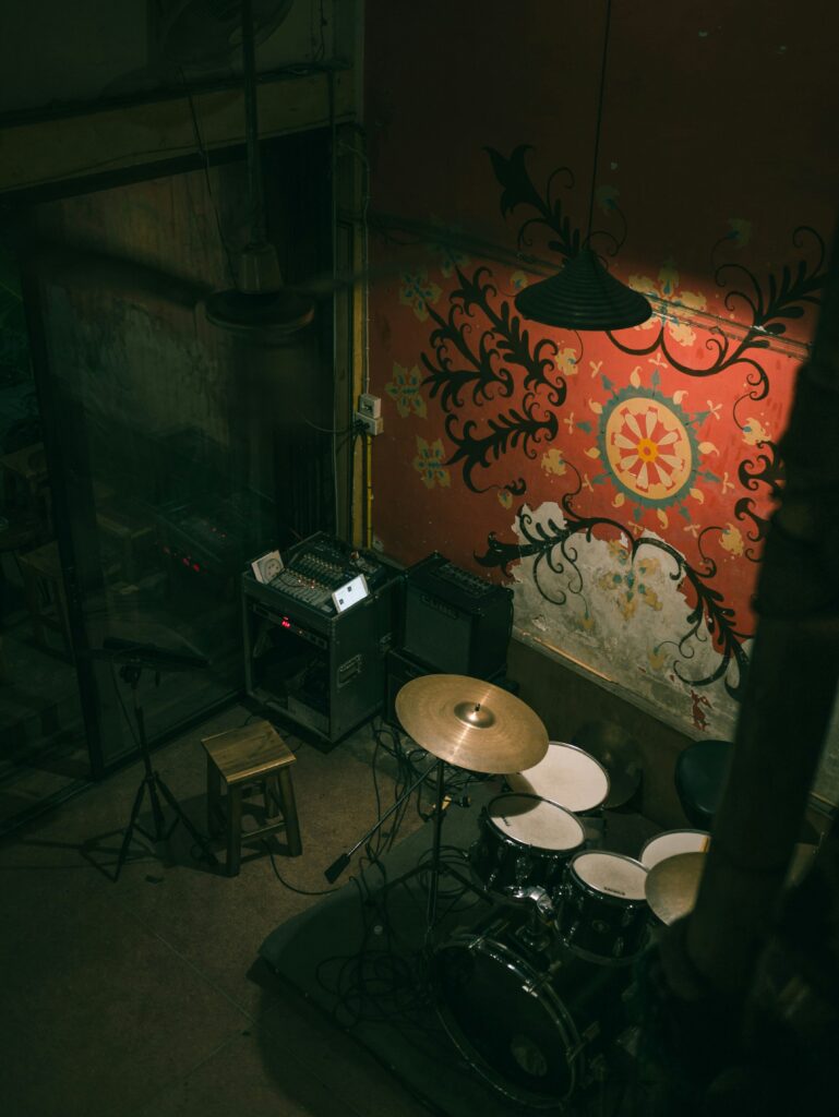 A live music stage that is empty